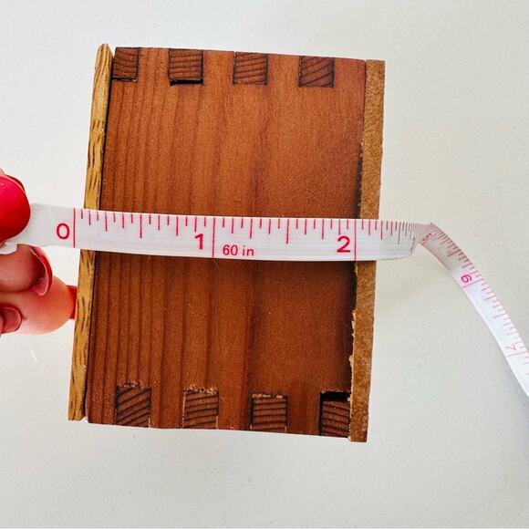 VINTAGE Handmade Light Wooden Square Storage Decorative Spice Jewelry Box Lid - Picture 10 of 10